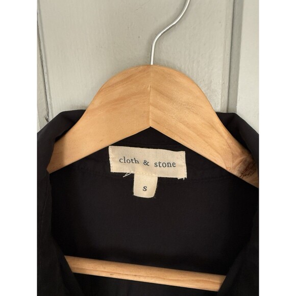 Cloth & Stone Button Down Shirt Top S Small Long Sleeve Casual Black Tencel - Picture 3 of 6